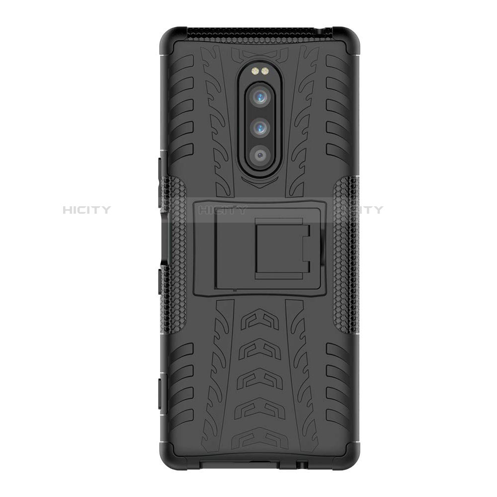 Funda Bumper Silicona y Plastico Mate Carcasa con Soporte para Sony Xperia XZ4