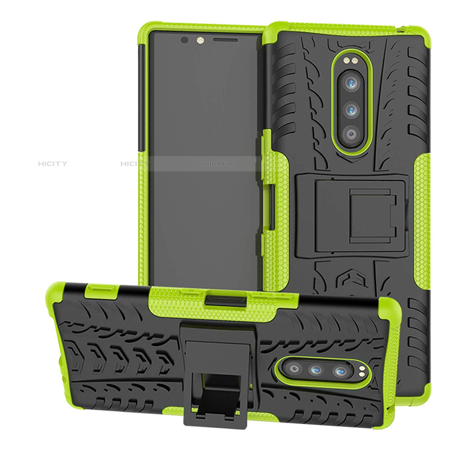 Funda Bumper Silicona y Plastico Mate Carcasa con Soporte para Sony Xperia XZ4 Verde