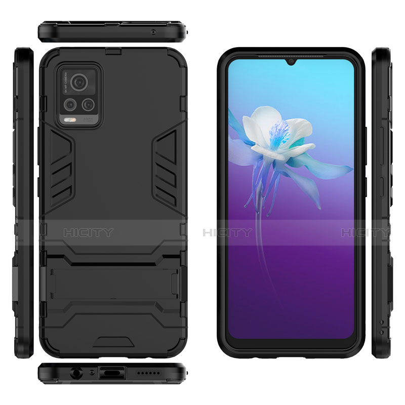 Funda Bumper Silicona y Plastico Mate Carcasa con Soporte para Vivo V20