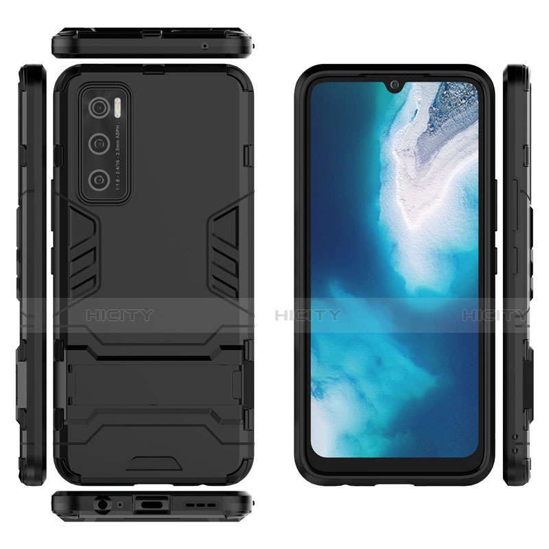 Funda Bumper Silicona y Plastico Mate Carcasa con Soporte para Vivo Y70 (2020)