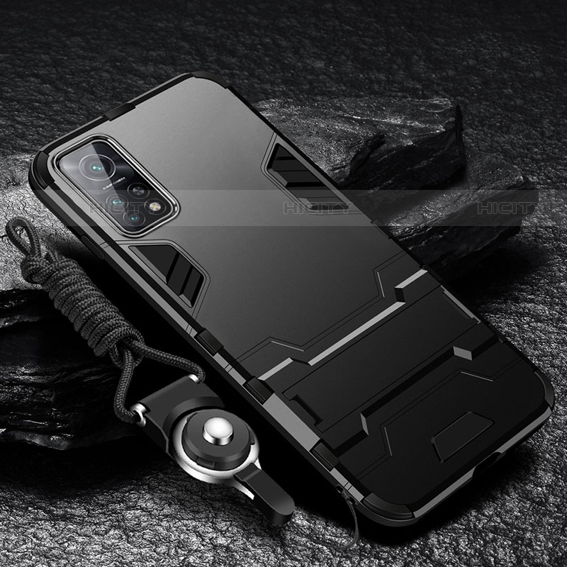 Funda Bumper Silicona y Plastico Mate Carcasa con Soporte para Xiaomi Mi 10T Pro 5G