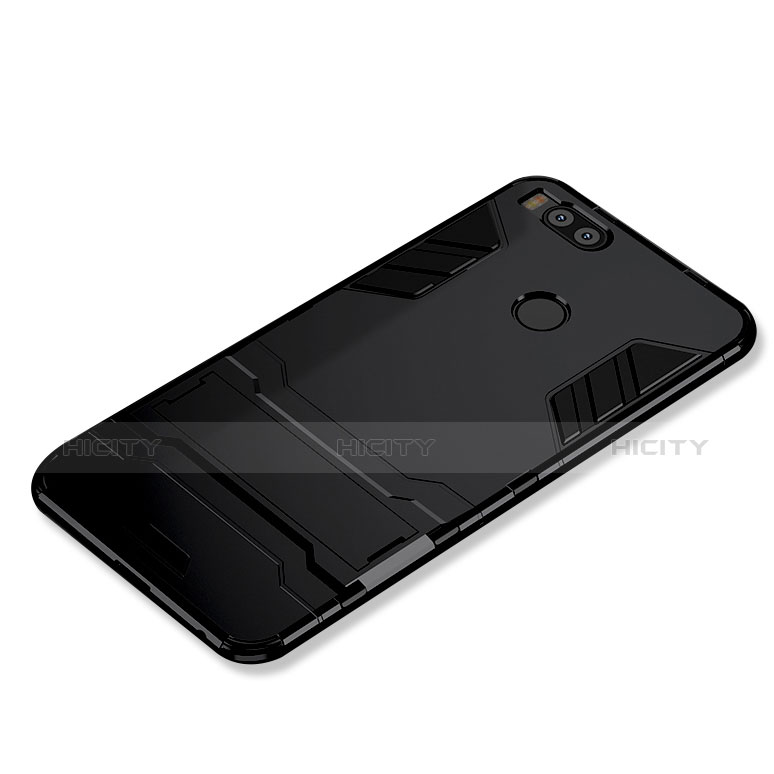 Funda Bumper Silicona y Plastico Mate Carcasa con Soporte para Xiaomi Mi 5X Negro