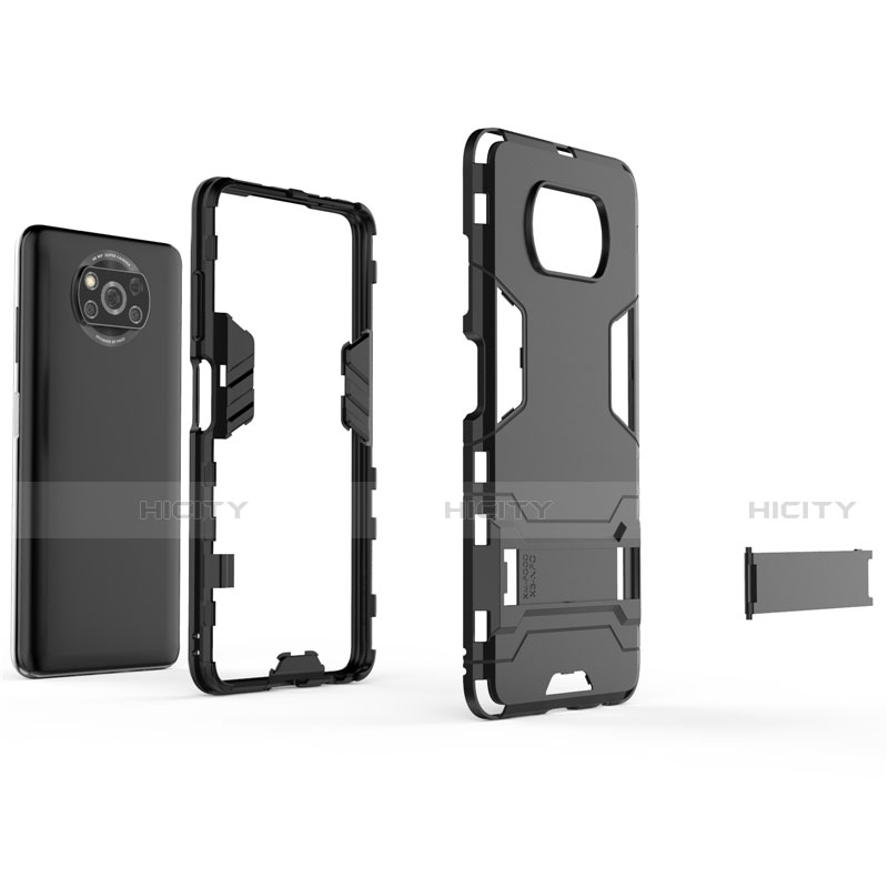 Funda Bumper Silicona y Plastico Mate Carcasa con Soporte para Xiaomi Poco X3