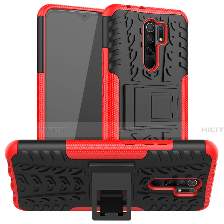 Funda Bumper Silicona y Plastico Mate Carcasa con Soporte para Xiaomi Redmi 9