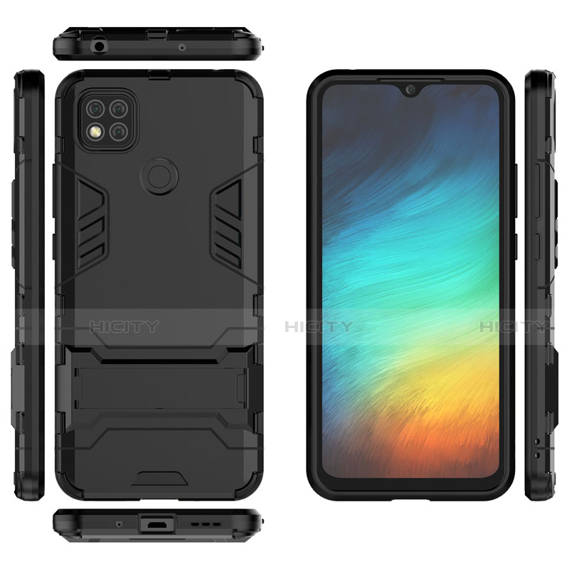 Funda Bumper Silicona y Plastico Mate Carcasa con Soporte para Xiaomi Redmi 9 India