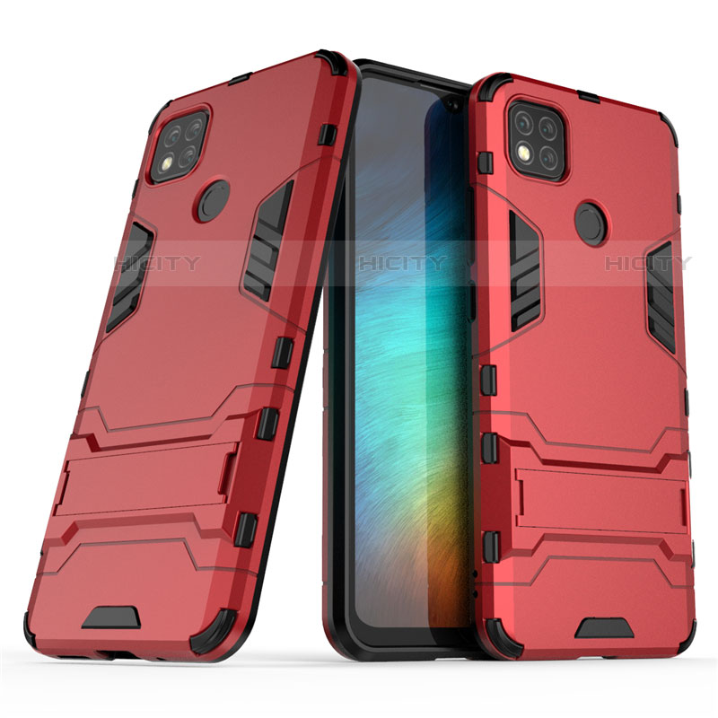 Funda Bumper Silicona y Plastico Mate Carcasa con Soporte para Xiaomi Redmi 9C