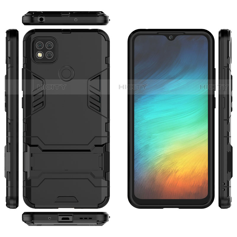 Funda Bumper Silicona y Plastico Mate Carcasa con Soporte para Xiaomi Redmi 9C