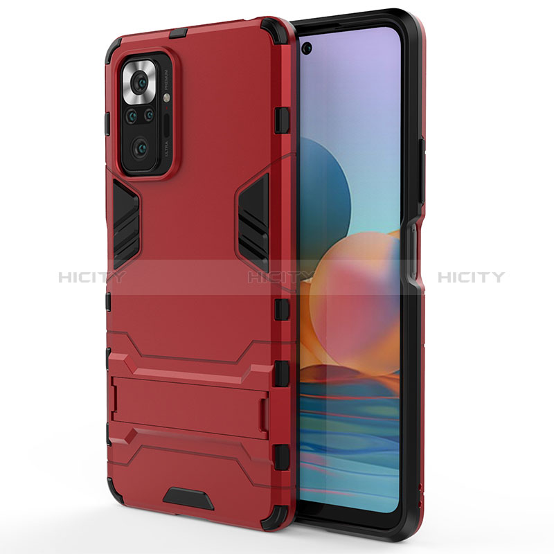 Funda Bumper Silicona y Plastico Mate Carcasa con Soporte para Xiaomi Redmi Note 10 Pro Max