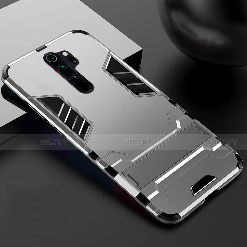 Funda Bumper Silicona y Plastico Mate Carcasa con Soporte para Xiaomi Redmi Note 8 Pro