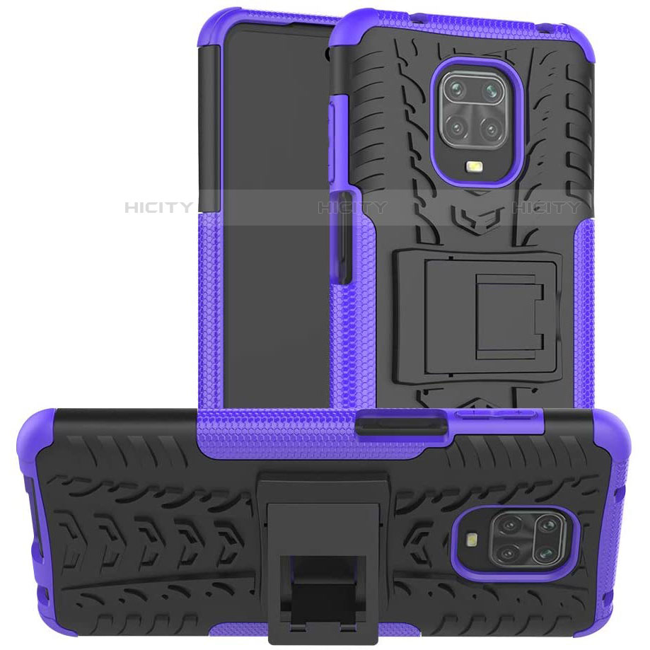 Funda Bumper Silicona y Plastico Mate Carcasa con Soporte para Xiaomi Redmi Note 9S