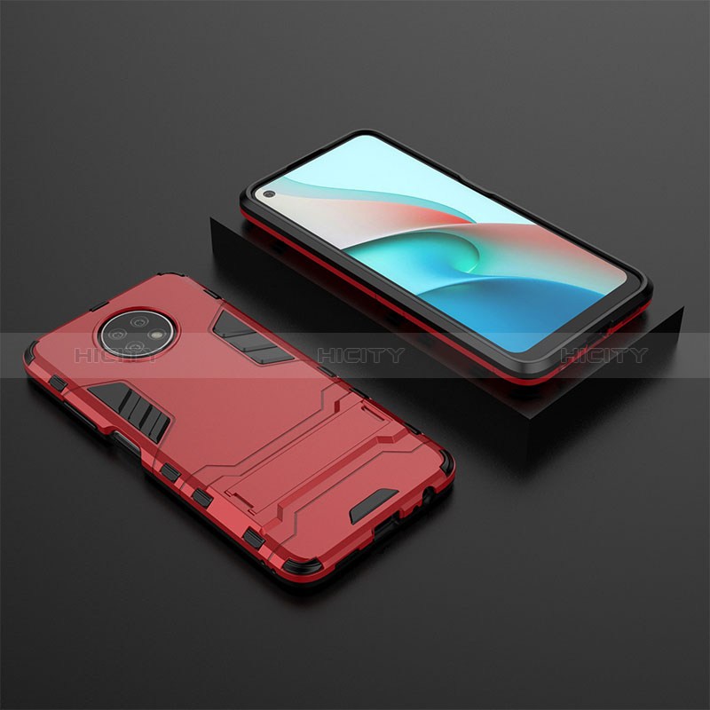 Funda Bumper Silicona y Plastico Mate Carcasa con Soporte para Xiaomi Redmi Note 9T 5G