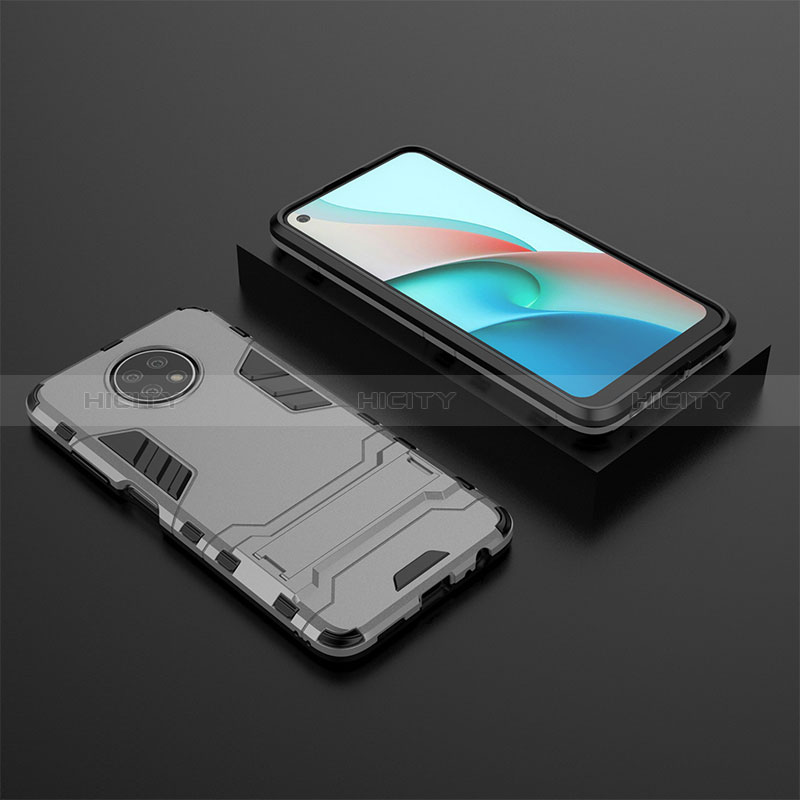 Funda Bumper Silicona y Plastico Mate Carcasa con Soporte para Xiaomi Redmi Note 9T 5G