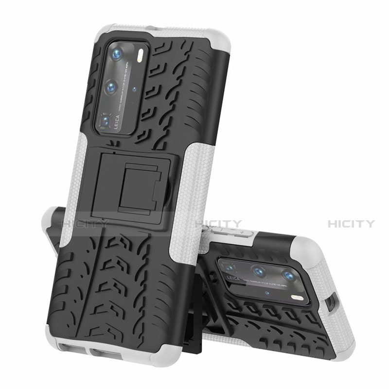 Funda Bumper Silicona y Plastico Mate Carcasa con Soporte R01 para Huawei P40 Pro