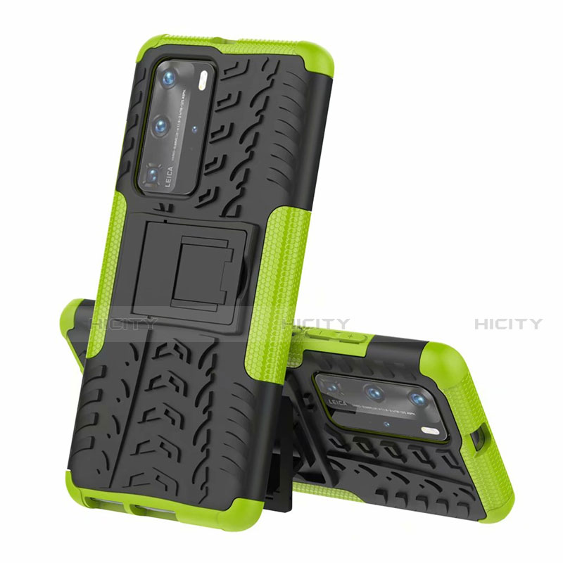 Funda Bumper Silicona y Plastico Mate Carcasa con Soporte R01 para Huawei P40 Pro