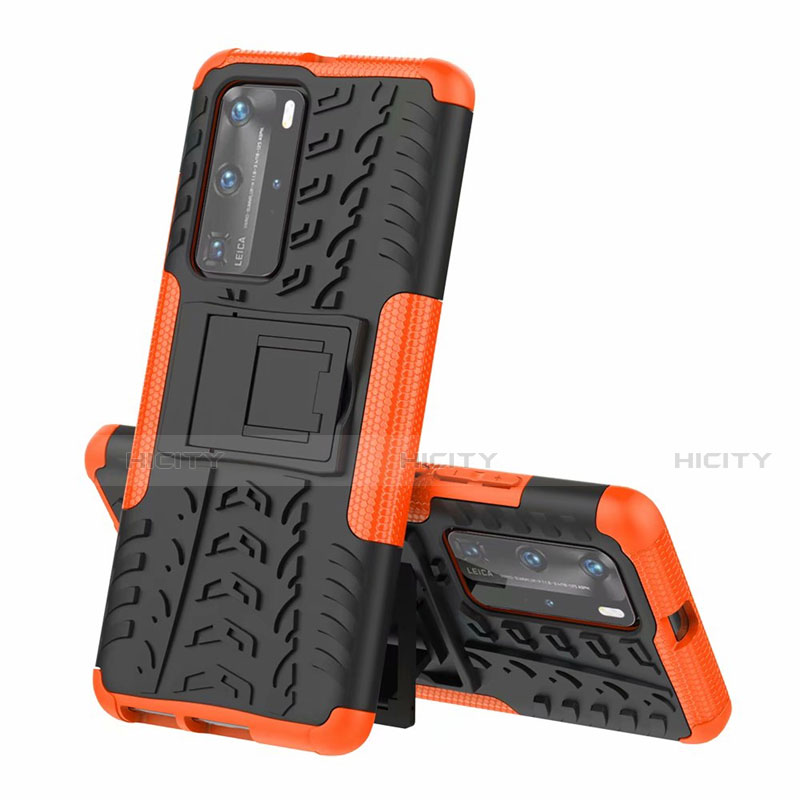 Funda Bumper Silicona y Plastico Mate Carcasa con Soporte R01 para Huawei P40 Pro