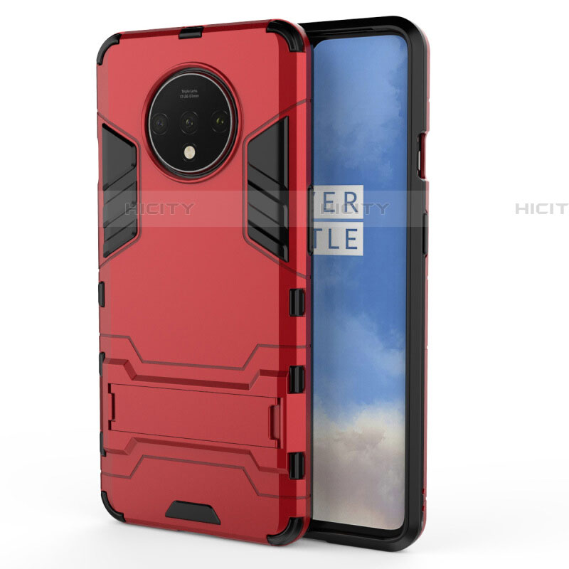 Funda Bumper Silicona y Plastico Mate Carcasa con Soporte R01 para OnePlus 7T