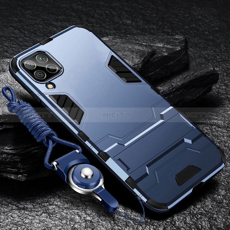 Funda Bumper Silicona y Plastico Mate Carcasa con Soporte R01 para Samsung Galaxy A42 5G