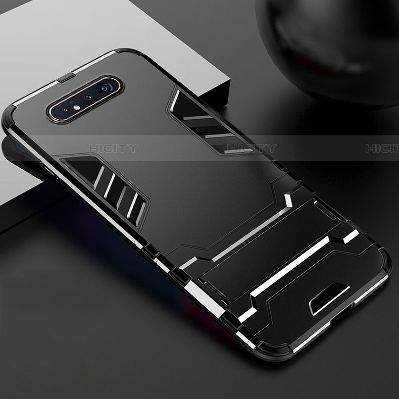 Funda Bumper Silicona y Plastico Mate Carcasa con Soporte R01 para Samsung Galaxy A80