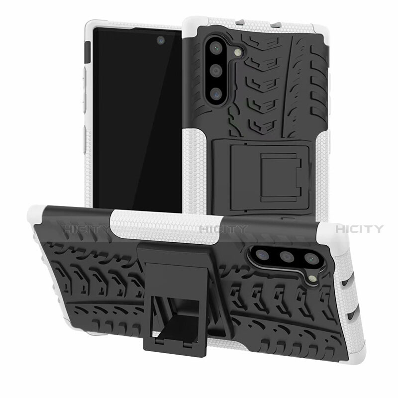 Funda Bumper Silicona y Plastico Mate Carcasa con Soporte R01 para Samsung Galaxy Note 10