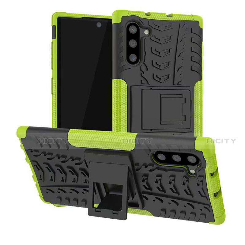 Funda Bumper Silicona y Plastico Mate Carcasa con Soporte R01 para Samsung Galaxy Note 10 5G