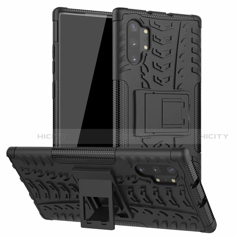 Funda Bumper Silicona y Plastico Mate Carcasa con Soporte R01 para Samsung Galaxy Note 10 Plus 5G