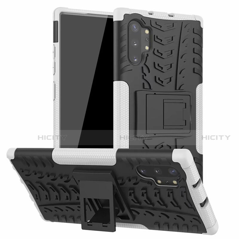 Funda Bumper Silicona y Plastico Mate Carcasa con Soporte R01 para Samsung Galaxy Note 10 Plus 5G