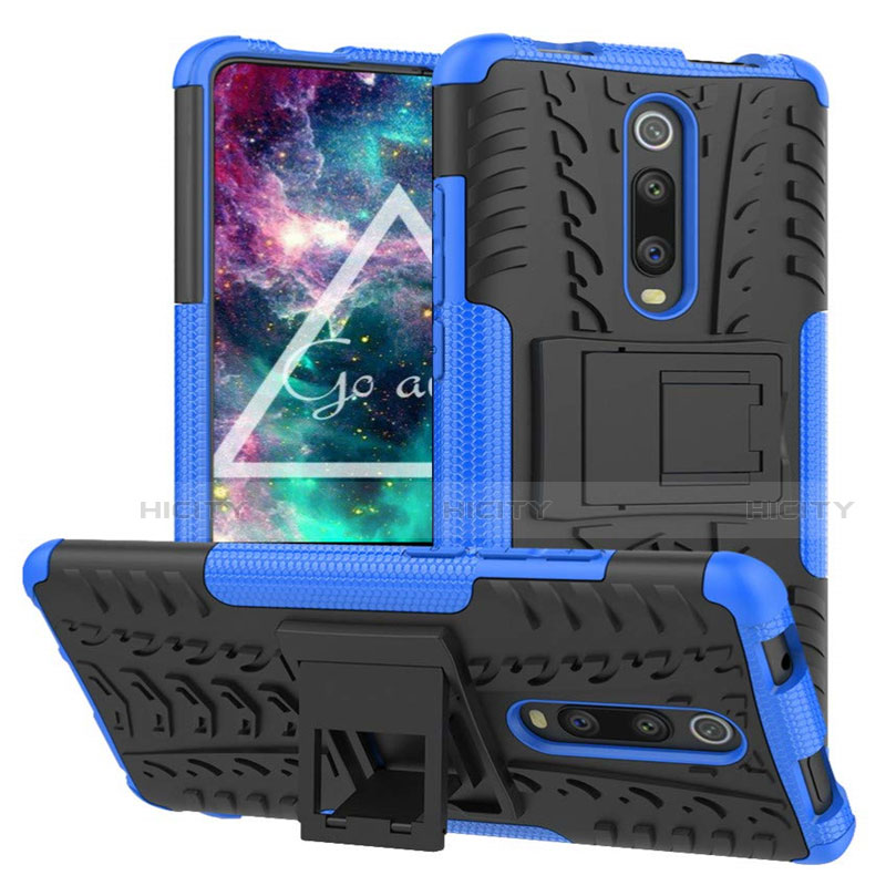 Funda Bumper Silicona y Plastico Mate Carcasa con Soporte R01 para Xiaomi Mi 9T Pro