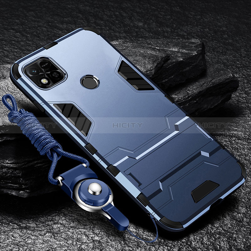 Funda Bumper Silicona y Plastico Mate Carcasa con Soporte R01 para Xiaomi Redmi 9 India