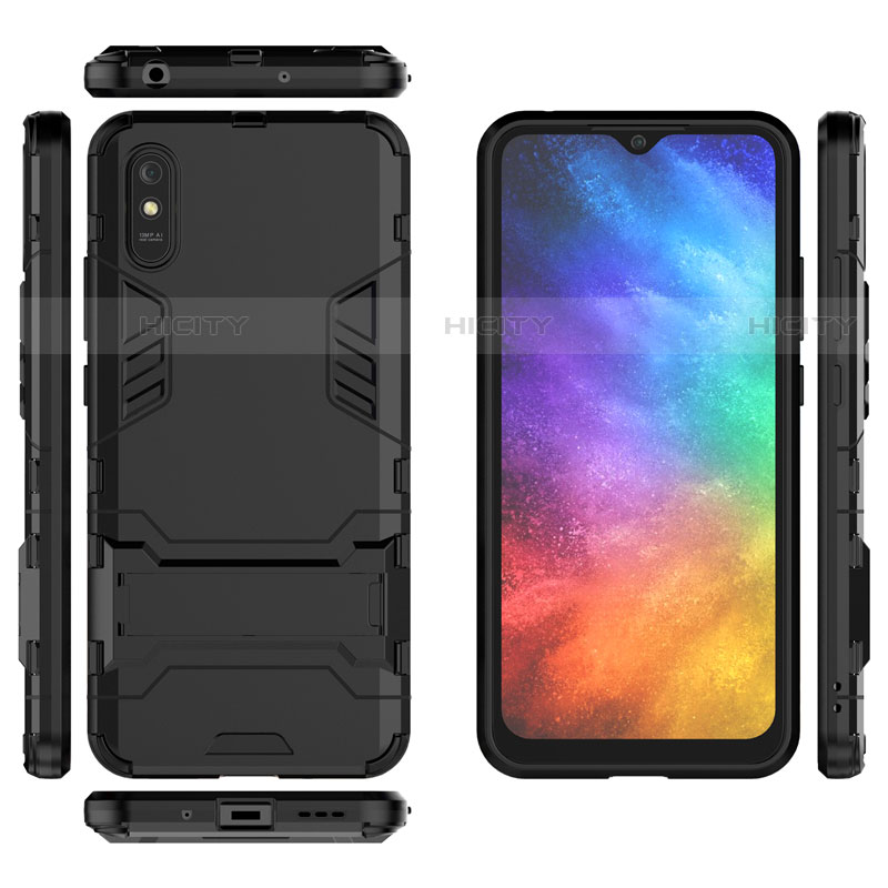 Funda Bumper Silicona y Plastico Mate Carcasa con Soporte R01 para Xiaomi Redmi 9AT