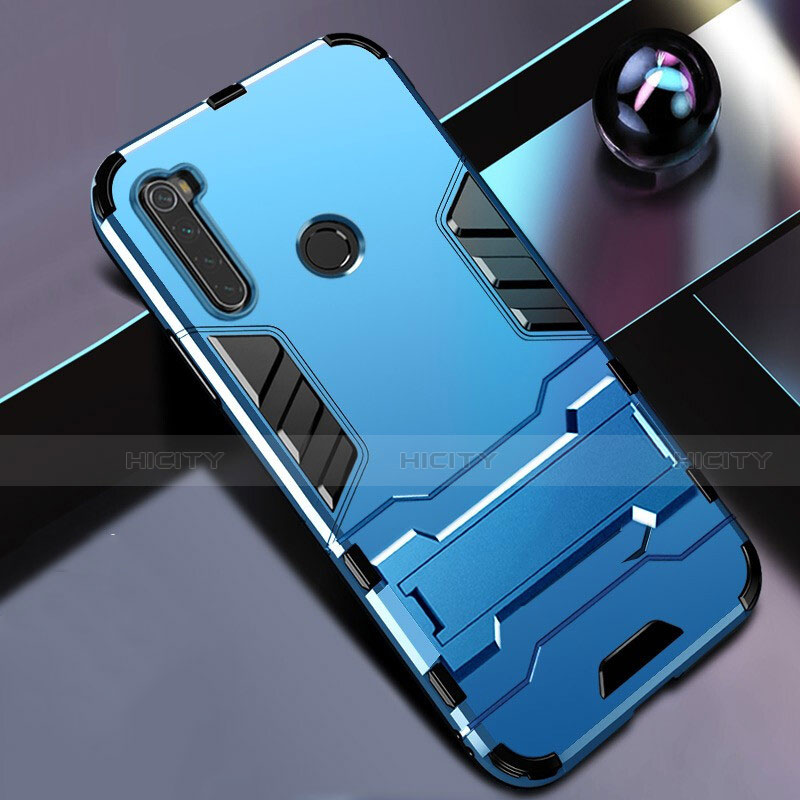 Funda Bumper Silicona y Plastico Mate Carcasa con Soporte R01 para Xiaomi Redmi Note 8 (2021)