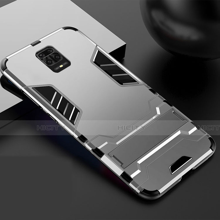 Funda Bumper Silicona y Plastico Mate Carcasa con Soporte R01 para Xiaomi Redmi Note 9S