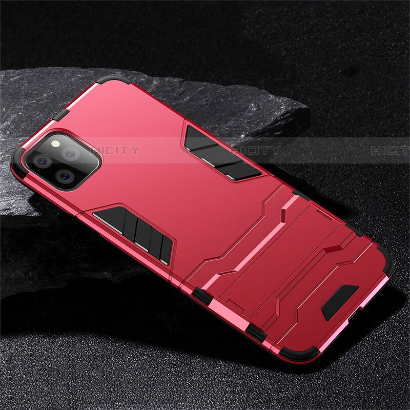 Funda Bumper Silicona y Plastico Mate Carcasa con Soporte R02 para Apple iPhone 11 Pro Max