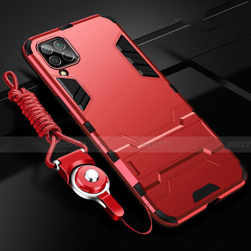 Funda Bumper Silicona y Plastico Mate Carcasa con Soporte R02 para Huawei Nova 7i Rojo