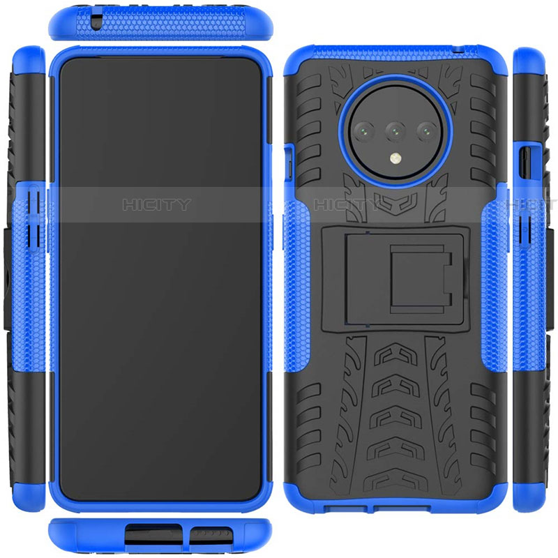 Funda Bumper Silicona y Plastico Mate Carcasa con Soporte R02 para OnePlus 7T