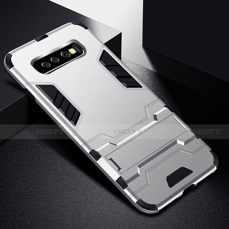 Funda Bumper Silicona y Plastico Mate Carcasa con Soporte R02 para Samsung Galaxy S10 Plus