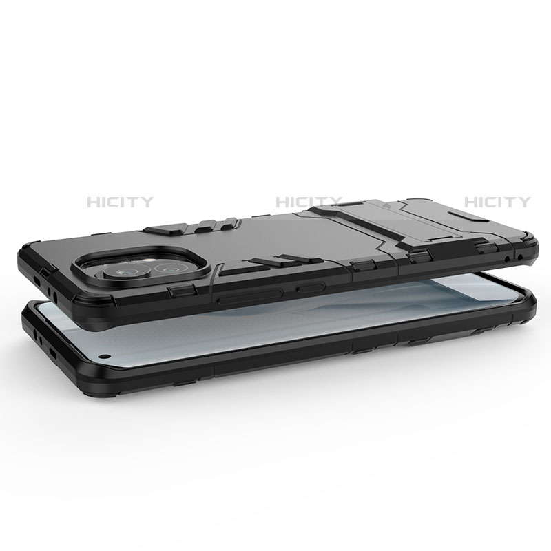 Funda Bumper Silicona y Plastico Mate Carcasa con Soporte R02 para Xiaomi Mi 11 5G
