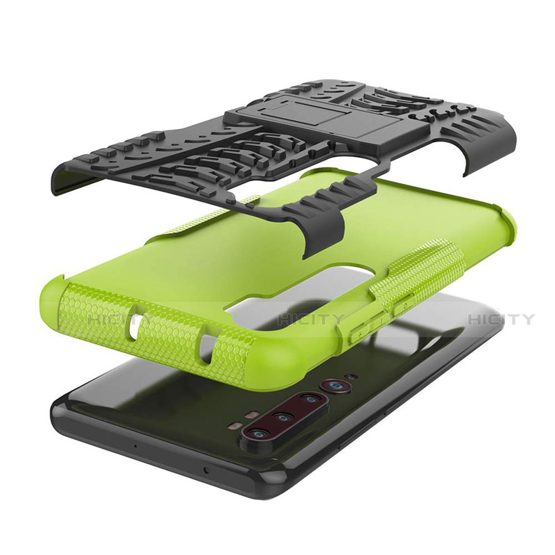 Funda Bumper Silicona y Plastico Mate Carcasa con Soporte R02 para Xiaomi Mi Note 10