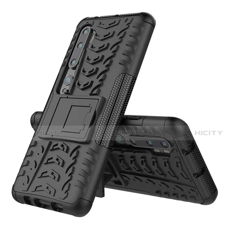 Funda Bumper Silicona y Plastico Mate Carcasa con Soporte R02 para Xiaomi Mi Note 10