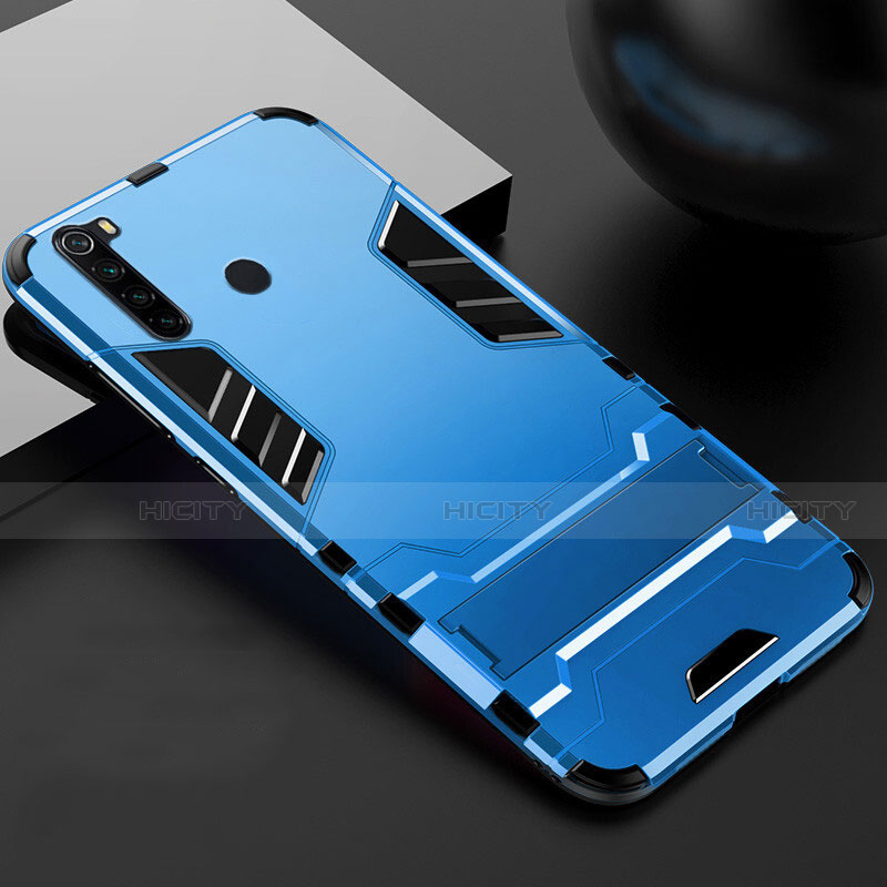 Funda Bumper Silicona y Plastico Mate Carcasa con Soporte R02 para Xiaomi Redmi Note 8 (2021)