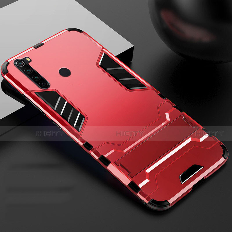 Funda Bumper Silicona y Plastico Mate Carcasa con Soporte R02 para Xiaomi Redmi Note 8 (2021)