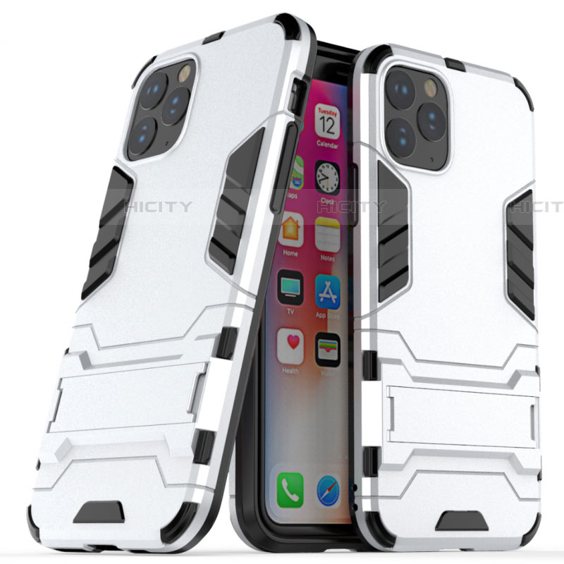 Funda Bumper Silicona y Plastico Mate Carcasa con Soporte R03 para Apple iPhone 11 Pro Max