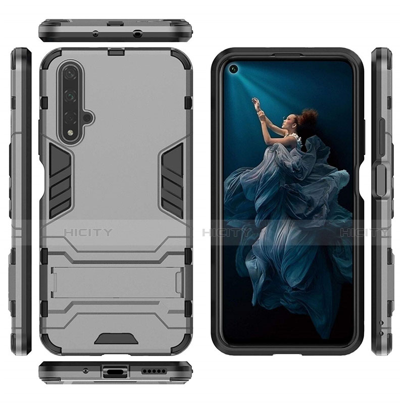 Funda Bumper Silicona y Plastico Mate Carcasa con Soporte R03 para Huawei Honor 20S