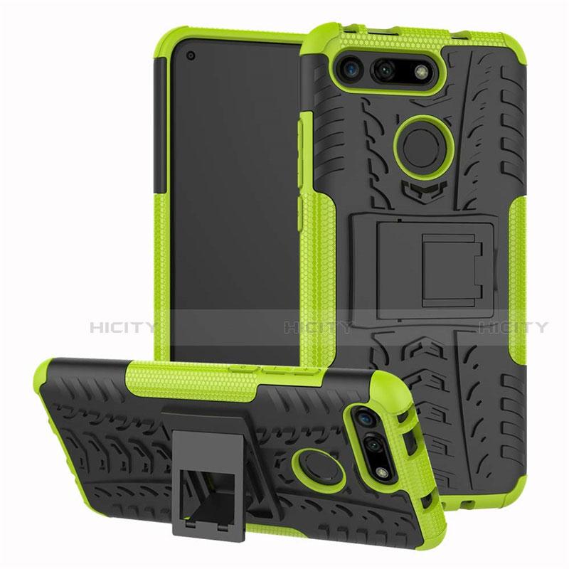 Funda Bumper Silicona y Plastico Mate Carcasa con Soporte R03 para Huawei Honor V20