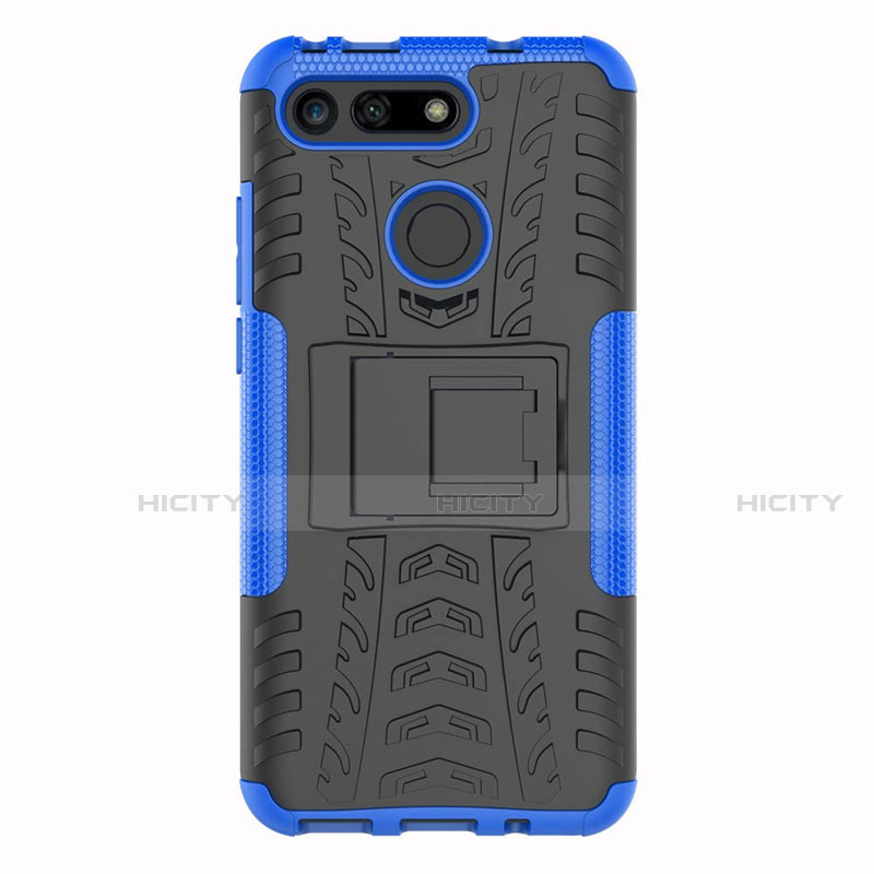 Funda Bumper Silicona y Plastico Mate Carcasa con Soporte R03 para Huawei Honor V20