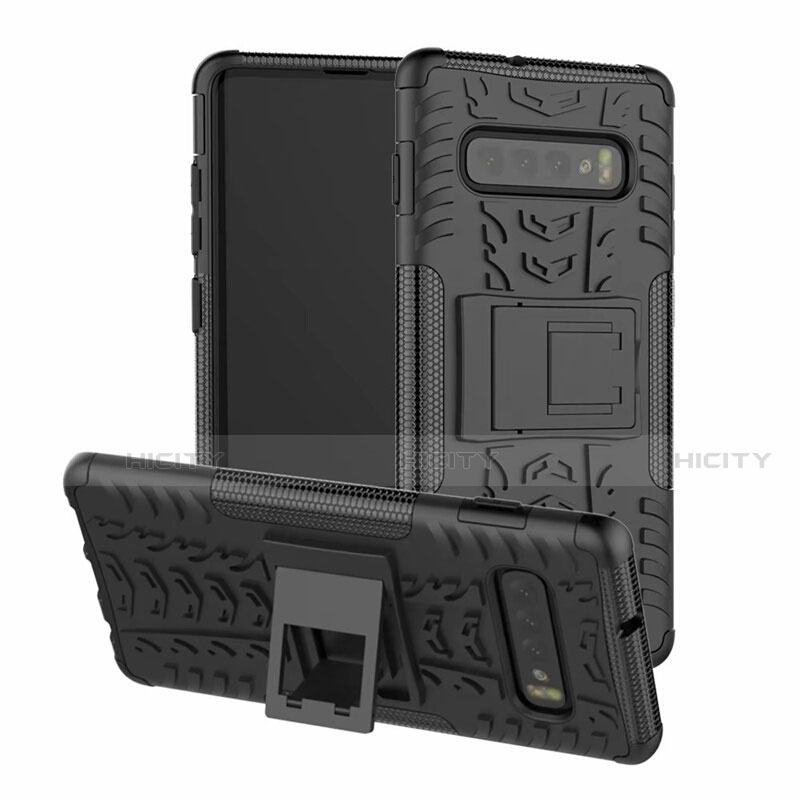 Funda Bumper Silicona y Plastico Mate Carcasa con Soporte R03 para Samsung Galaxy S10