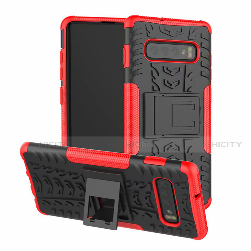 Funda Bumper Silicona y Plastico Mate Carcasa con Soporte R03 para Samsung Galaxy S10