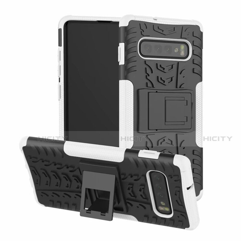 Funda Bumper Silicona y Plastico Mate Carcasa con Soporte R03 para Samsung Galaxy S10 5G