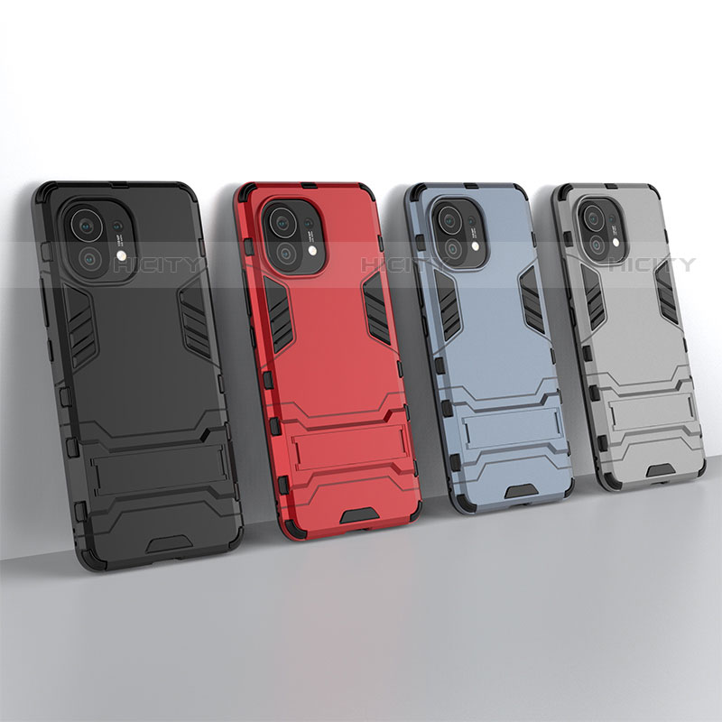 Funda Bumper Silicona y Plastico Mate Carcasa con Soporte R03 para Xiaomi Mi 11 5G