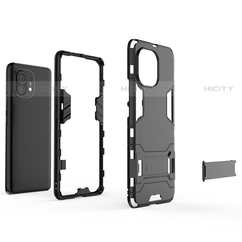 Funda Bumper Silicona y Plastico Mate Carcasa con Soporte R03 para Xiaomi Mi 11 5G