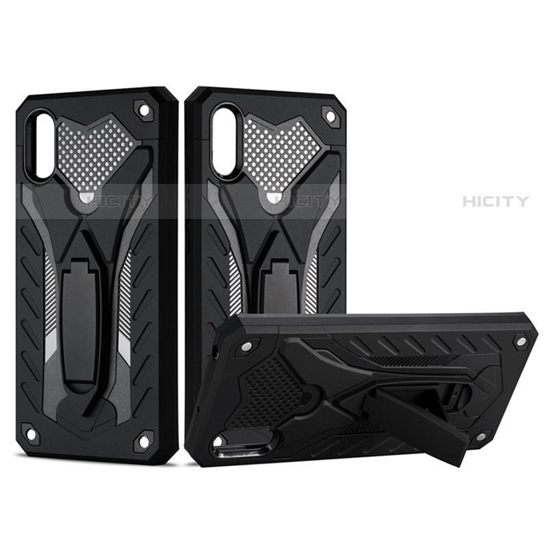 Funda Bumper Silicona y Plastico Mate Carcasa con Soporte R04 para Xiaomi Redmi 9AT